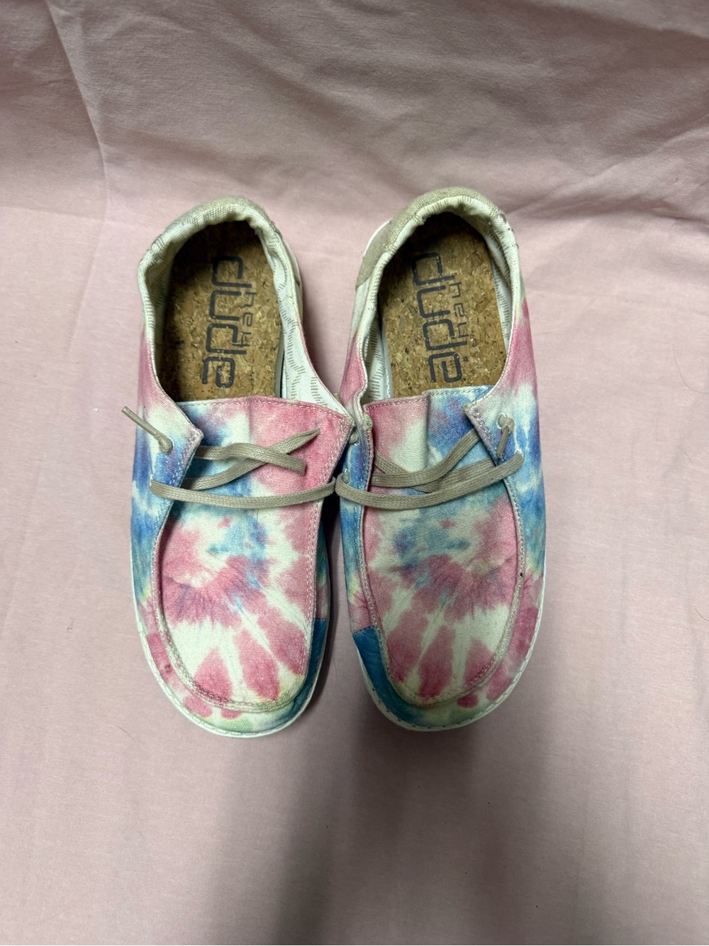 Hey Dude Women's Tie-Dye Slip-On Flats in Pink and Blue
